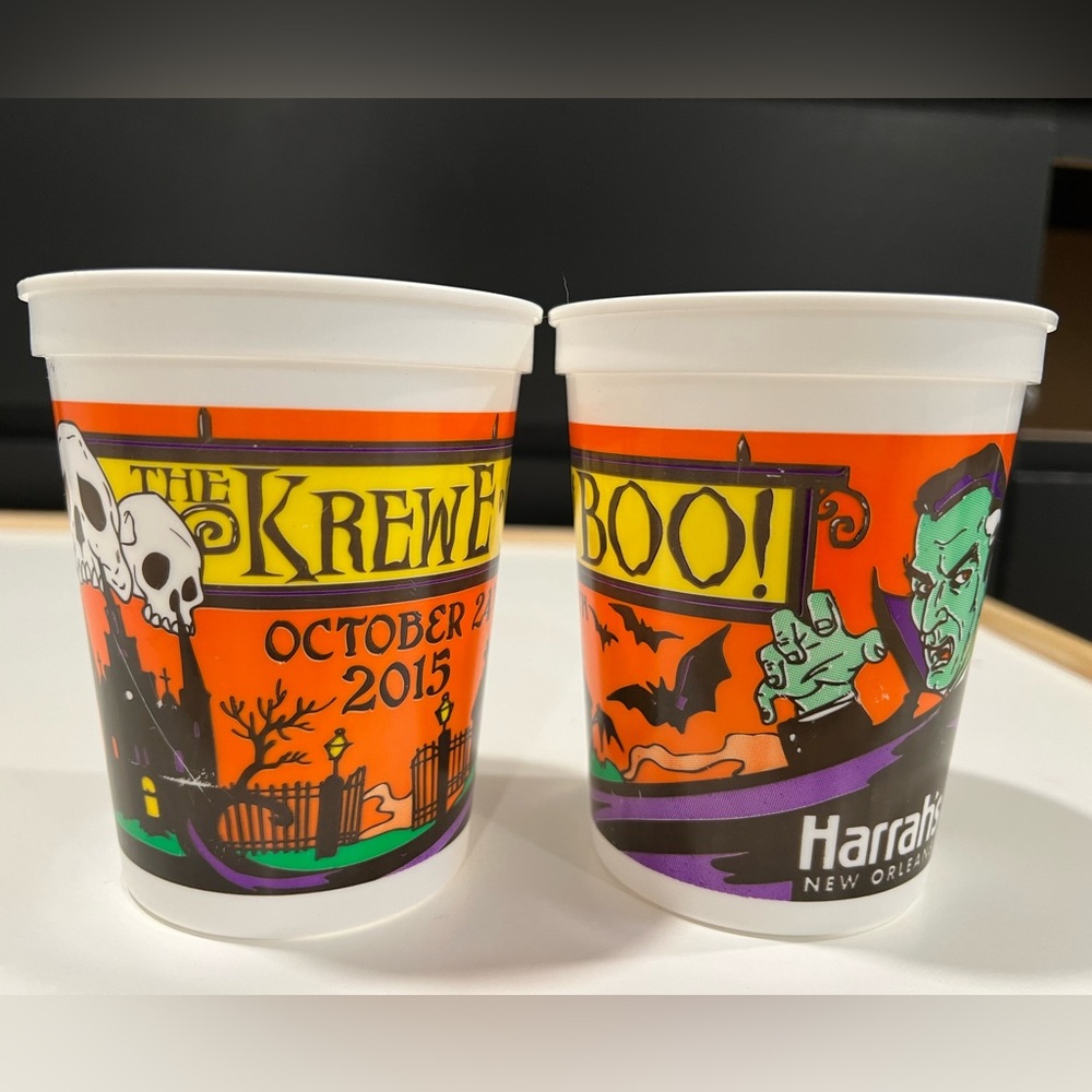 Pair of two Krewe of Boo plastic cups